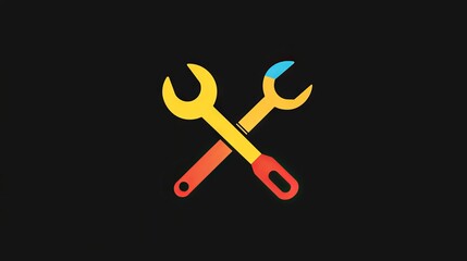 7.Simplistic service tool icon with a crisp, high-contrast color scheme, embodying efficiency, reliability, and technical support.