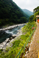 嵯峨野トロッコ鉄道からの風景　保津川
