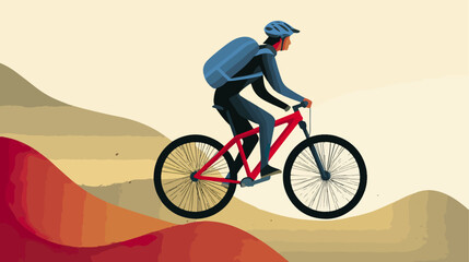 Fototapeta premium Cyclist riding bicycle vector illustration sport recreation travel transportation concept