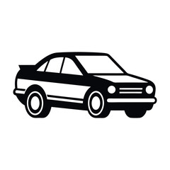 Fototapeta premium Classic sedan car silhouette with white stripe