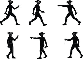 irtual reality, VR headset, controllers, silhouette person, immersive gaming, digital interaction, simulation, motion capture, technology, innovation, modern lifestyle, future concept