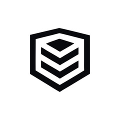 Geometric hexagonal logo with layered chevron design