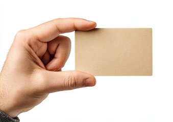 Obraz premium Hand holding a small blank beige card image photo
