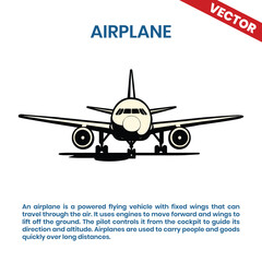 Airplane commercial passenger jet aircraft vector illustration