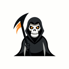 Grim reaper with flaming scythe halloween character