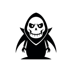 Cartoon grim reaper character with skull face and dark robes