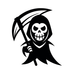 Cartoon grim reaper with scythe