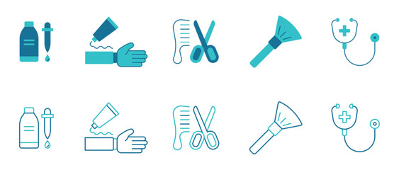 Doctor and Barber icon set. Vector and illustrator