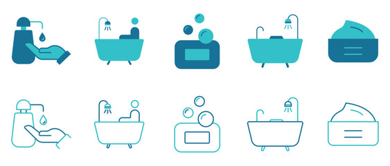 Bathroom icon set. Vector and illustrator