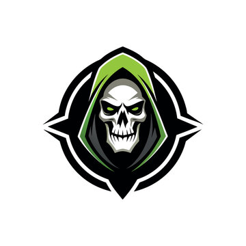 Gamer skull emblem with green hood
