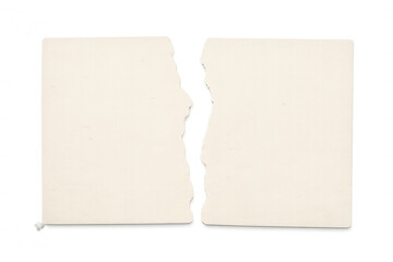 Fototapeta premium Ripped paper note pieces separating, showing breakup, divorce, or disagreement concept on transparent background