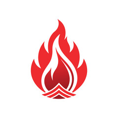 Stylized red flame with white highlights and base