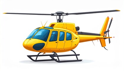 Fototapeta premium Yellow Helicopter Illustration A Vector Graphic of a Brightly Colored Aircraft