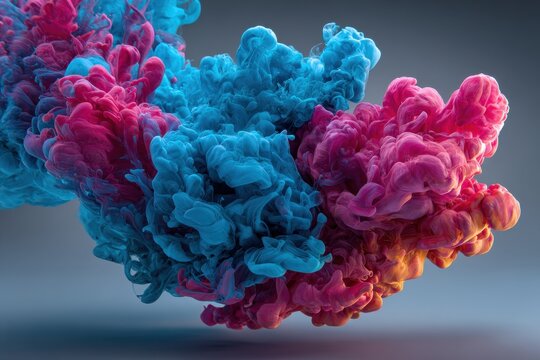 Abstract art of colorful ink explosion in clear water - Powered by Adobe