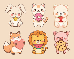 Obraz premium Cute Character Set – Flat Vector Illustration