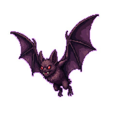 pixel art dark vampire bat flying halloween creature illustration