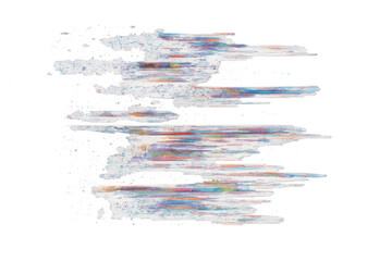 Abstract data glitch effect creating colorful digital noise lines on transparent background