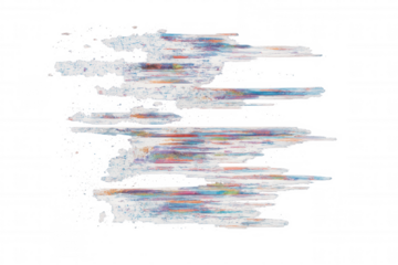 Abstract data glitch effect creating colorful digital noise lines on transparent background