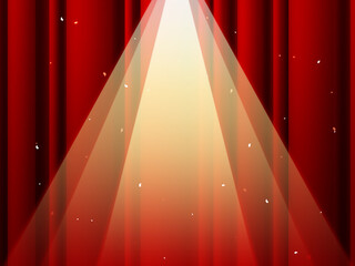 スポットライト 舞台幕 緞帳 赤い幕 背景 イラスト素材 赤