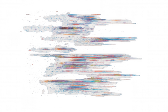 Abstract data glitch effect creating colorful digital noise lines on transparent background