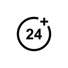 The logo contains age limit sign, underage restriction, prohibition icon, 24 age icon, 24 and above special logo, age limit circle sign vector illustration.