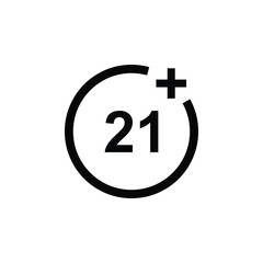 Obraz premium The logo contains age limit sign, underage restriction, prohibition icon, 21 age icon, 21 and above special logo, age limit circle sign vector illustration.