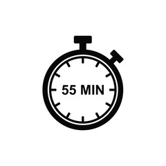 55-minute timer icon. Logo for clock, speed, and stopwatch timers. Attractive design for all purposes. Vector graphic illustration.