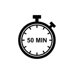 50-minute timer icon. Logo for clock, speed, and stopwatch timers. Attractive design for all purposes. Vector graphic illustration.