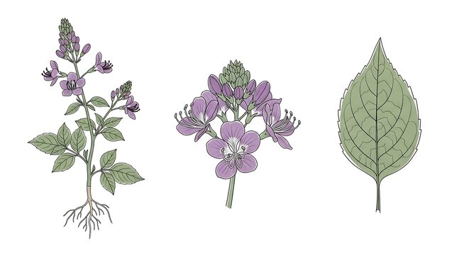 Coleus Amboinicus - Botanical Illustration of a Medicinal Plant.