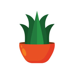 Aloe vera plant in a pot flat vector design on a white background