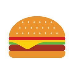 Hamburger icon flat vector illustration on white background