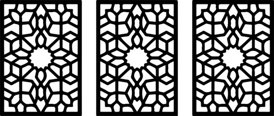3 Rectangular Panels with Intricate Geometric Laser Cut Pattern