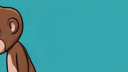 A sad, cartoonish monkey with big eyes looking unsure, on a light blue background - Powered by Adobe