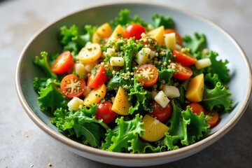 Vibrant Kale and Vegetable Salad in a Bowl A Healthy and Delicious Vegetarian Meal