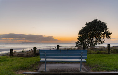 bench in the morning