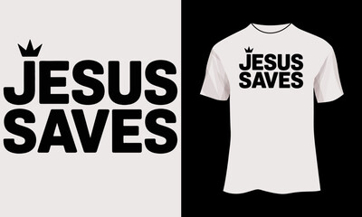 Jesus Saves – Minimalist Geometric Typography Christian T-Shirt Design