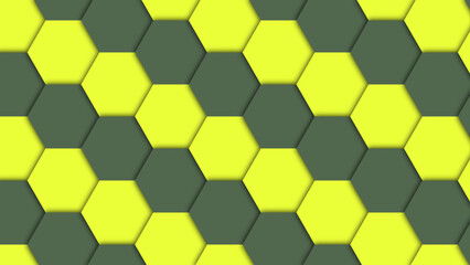 Abstract geometric wallpaper with repeating yellow-green and charcoal hexagon blocks, ideal for striking, contemporary design.