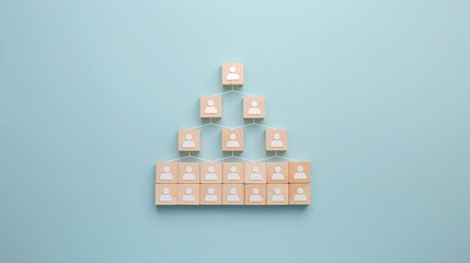 a visual representation of an organization structure, a concept of the hierarchical layers of a company