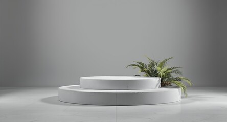 Fototapeta premium Modern Minimalist Product Display Stage with Greenery