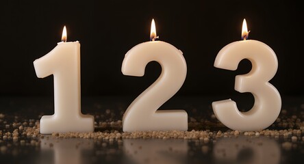 Number candles lit and ready for celebration, representing sequential progression and milestones