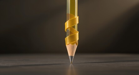Pencil with Yellow Spiral Grip Close-up