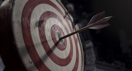Perfect Hit Arrow in Bullseye of Target