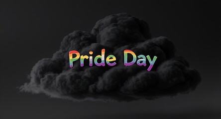 Rainbow Pride Day Text Dripping on Dark Stormy Cloud