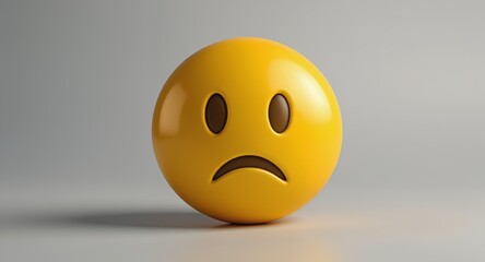 Sad Emoji Face on Plain Background