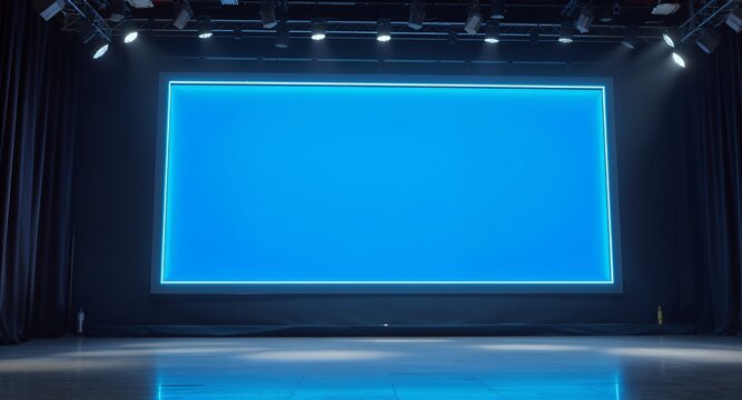 Stage Screen with Blue Background and Spotlight Illumination