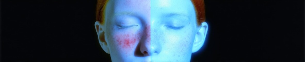 Obraz premium Premium Acne Treatment Before and After Close-Up Authentic Clear Skin Transformation for Millennial Womens Modern Skincare Marketing and Social Media Campaigns