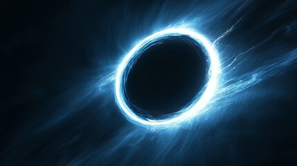 dynamic shot of a partial eclipse framed by glowing azure rings, subtle electric sparks and soft radial blur emphasizing motion and energy in a bold graphic style