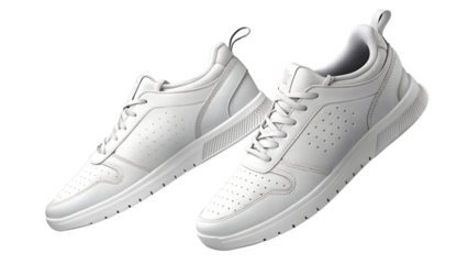 Floating Pair of White Minimalist Casual Sneakers Isolated
