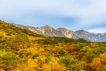 紅葉の八方山早朝ハイキングと北アルプス朝焼け