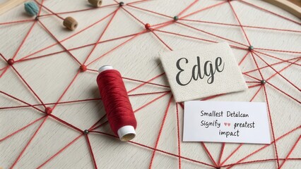 Flat lay of red thread network concept with handwritten notes